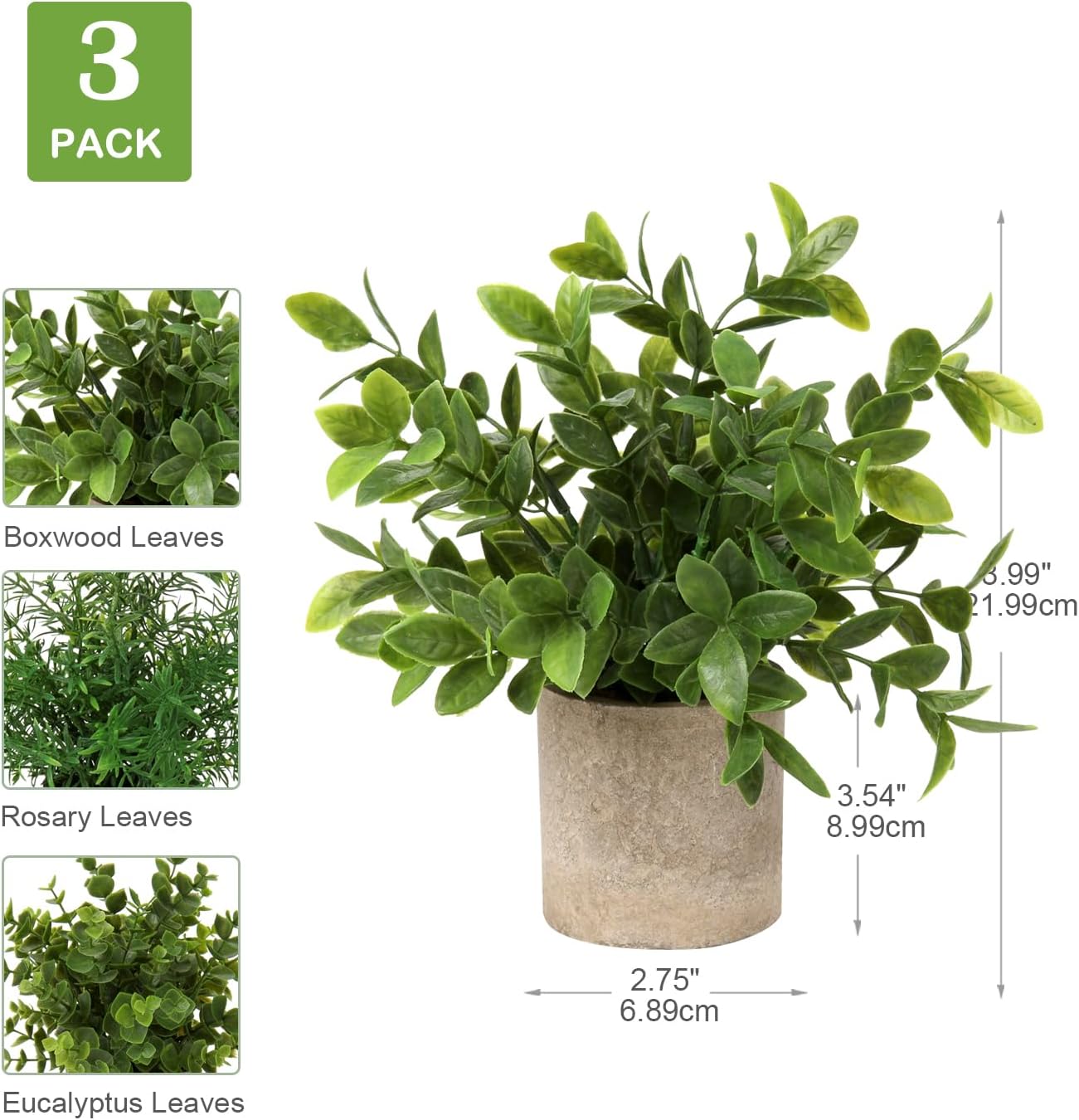 Out of Stock/ Dluxe Ave. Artificial Potted Plants Set of 3 Small Faux Plant