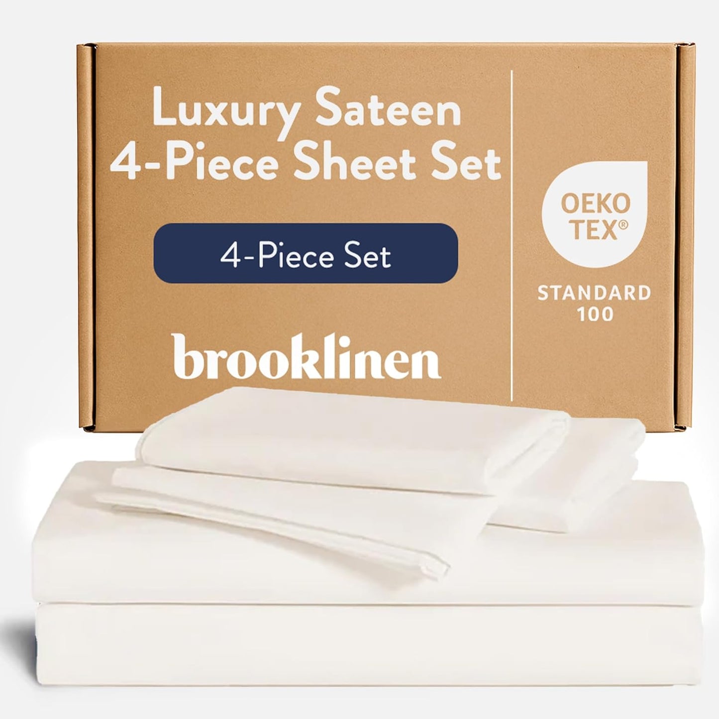 Dluxe Ave. ( FULL ) 4 Pcs Luxury Percale Sheet Set/ 100% Cotton/ Cream