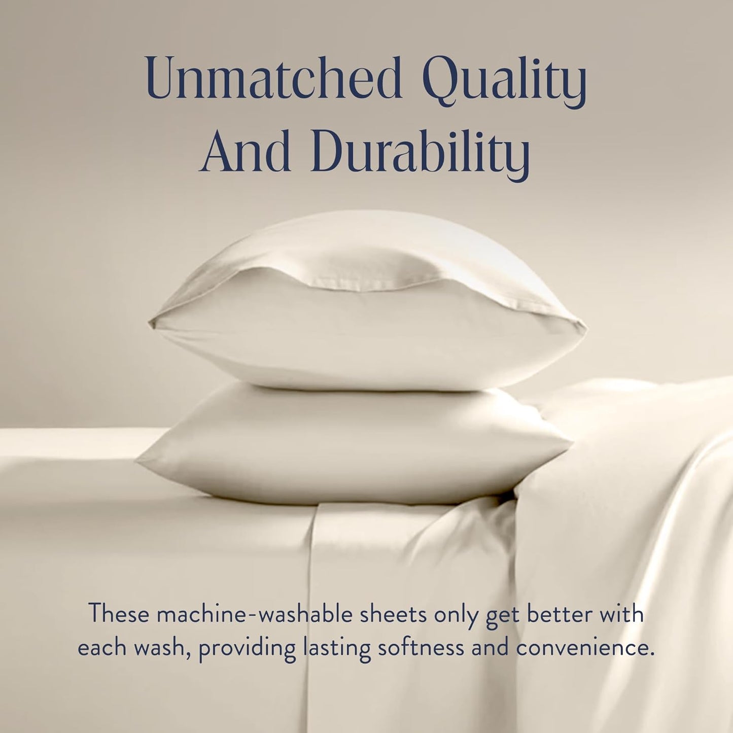 Dluxe Ave. ( FULL ) 4 Pcs Luxury Percale Sheet Set/ 100% Cotton/ Cream
