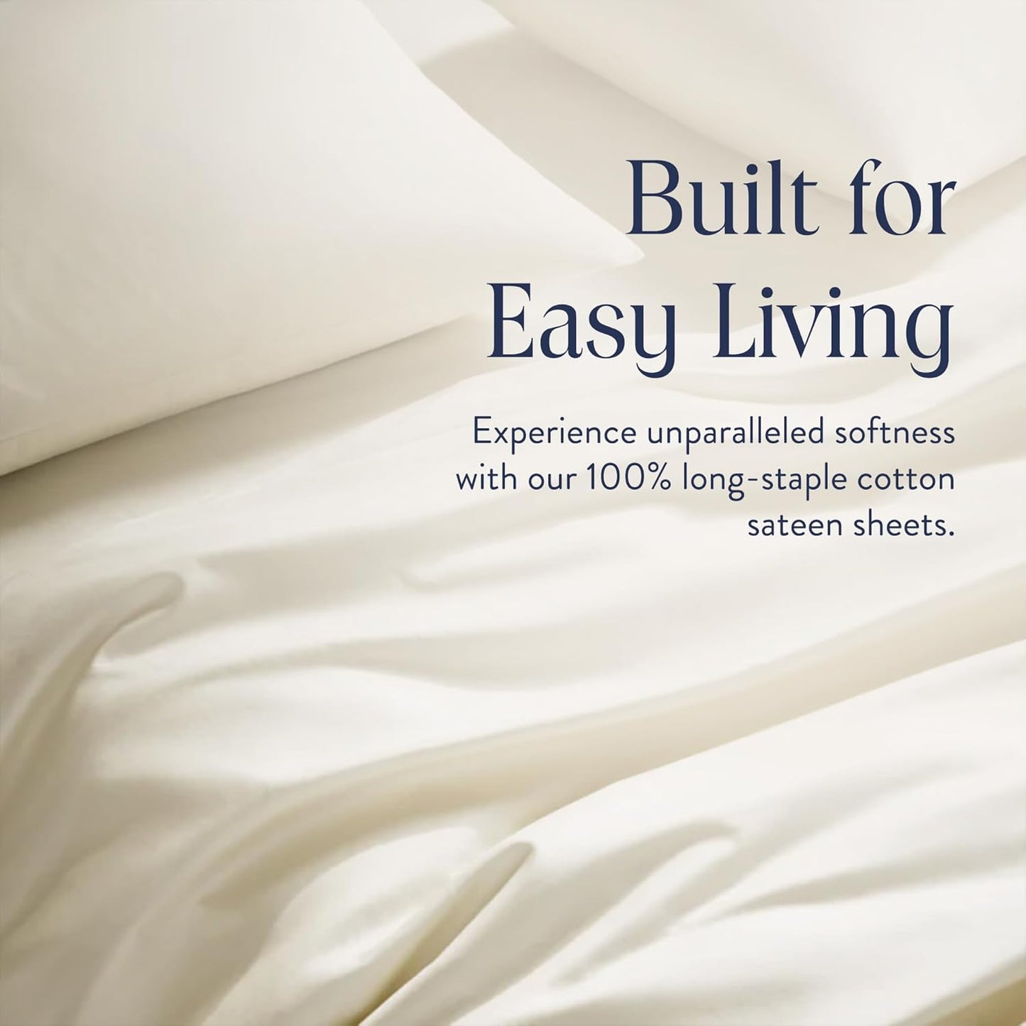 Dluxe Ave. ( FULL ) 4 Pcs Luxury Percale Sheet Set/ 100% Cotton/ Cream