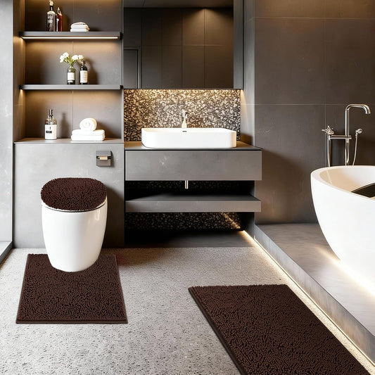 Dluxe Ave. 4 Pieces Bath Mats/ Ultra Soft (Brown)