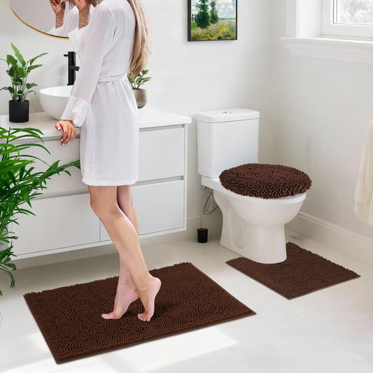 Dluxe Ave. 4 Pieces Bath Mats/ Ultra Soft (Brown)