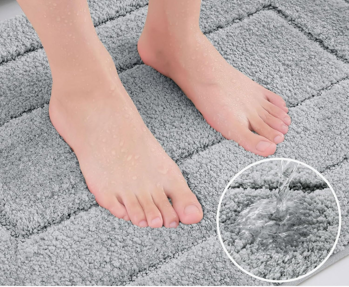 Dluxe Ave. Buganda Bathroom Rugs 59" x 20" Soft and Absorbent Microfiber Bath Rugs Non-Slip Shaggy Bath Carpet Machine Wash Dry Bath Mats Grey