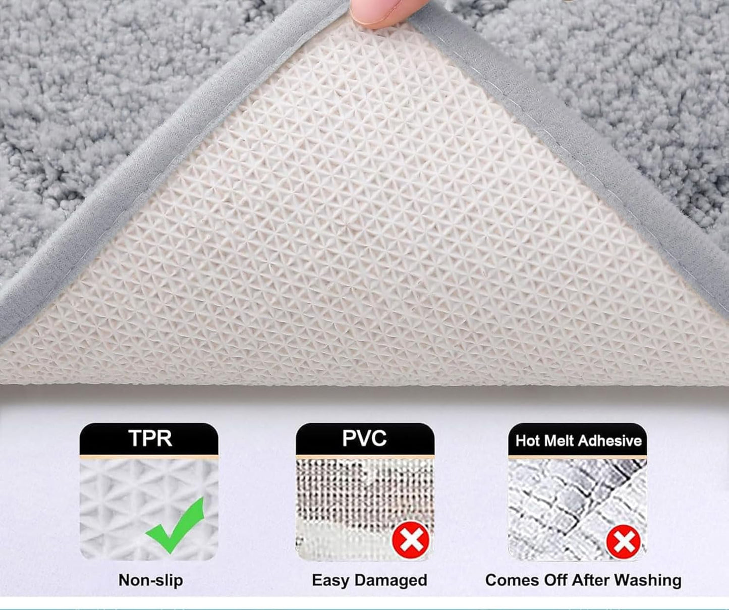 Dluxe Ave. Buganda Bathroom Rugs 59" x 20" Soft and Absorbent Microfiber Bath Rugs Non-Slip Shaggy Bath Carpet Machine Wash Dry Bath Mats Grey