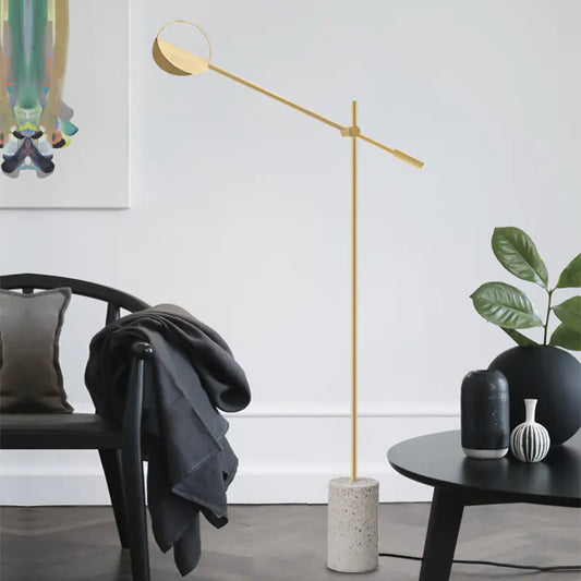 Dluxe Ave. Modern Minimalist Reading Floor Lamp with Terrazzo Base