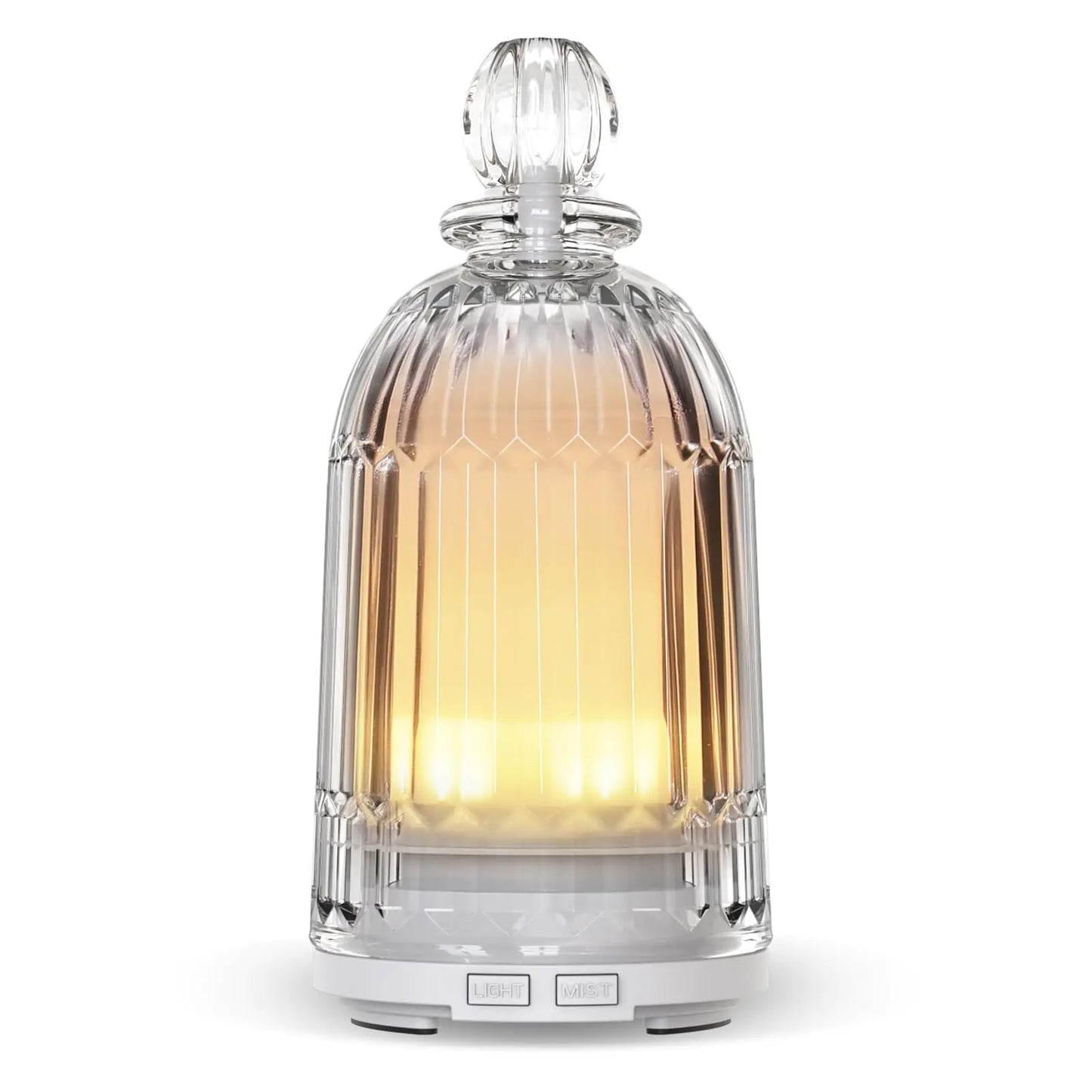 Dluxe Ave. Smartwell Glass Essential Oil Diffuser Aroma Essential Oil Diffuser for Room Cool Mist Humidifiers with 7 Colors LED Night Lights Auto-Off for Home Office Spa 120ml(White Bottom)