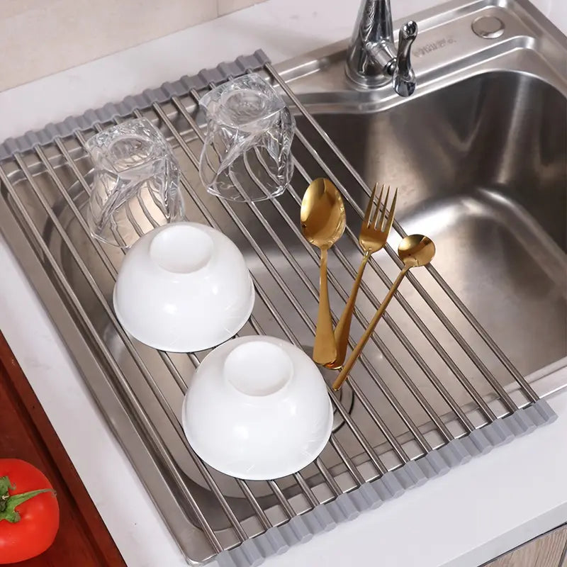 Dluxe Ave. Foldable Roll-Up Dish Drying Rack for Kitchen Sink