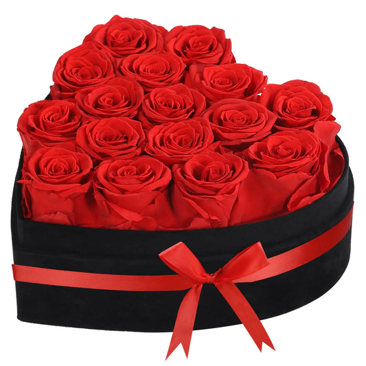 Dluxe Ave. Luxury Forever Real Roses in Suede Box/ 16Pcs (Red)