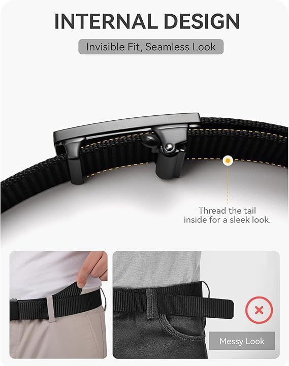 Dluxe Ave. Mens Ratchet Casual Web Nylon Belt/ Black  1 3/8"