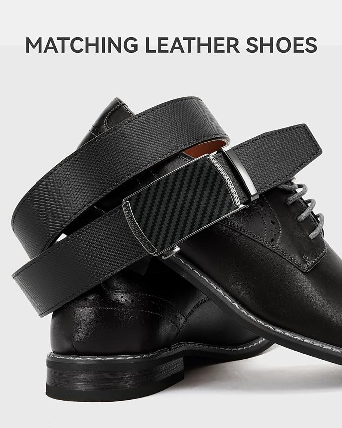 Dluxe Ave. Mens Leather Adjustable Belt for Dress Pant/ 1 1/4"