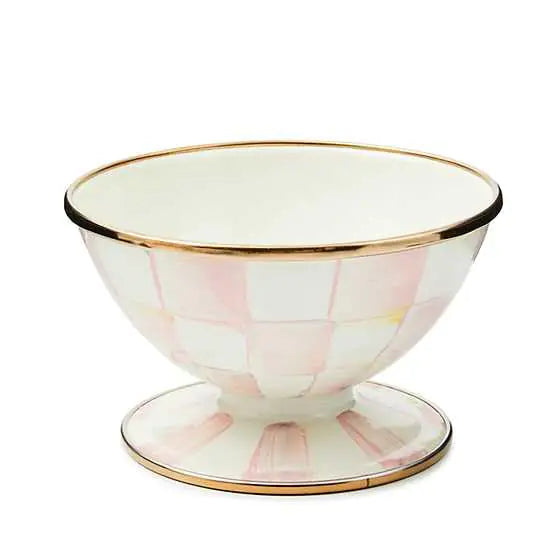 Dluxe Ave. Enamel Ice Cream Bowl Serving Bowls for Entertaining /2Cup Capacity (Pink-and-White Rosy Check)