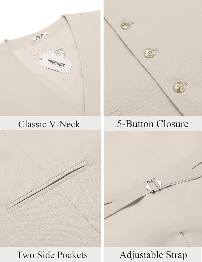Dluxe Ave. (X-LARGE) Mens Summer Vest/ Lightweight Linen Waistcoat/ Slim Fit Tuxedo Vest