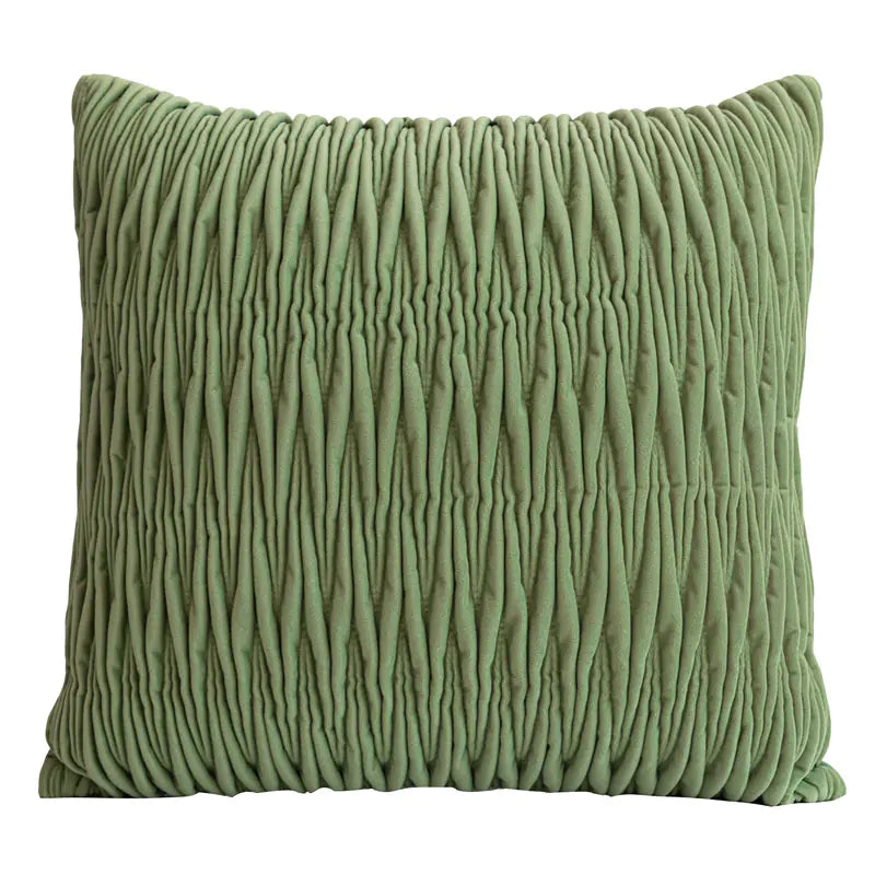 Dluxe Ave. Green 3D Pleated Sofa Set with Pillows