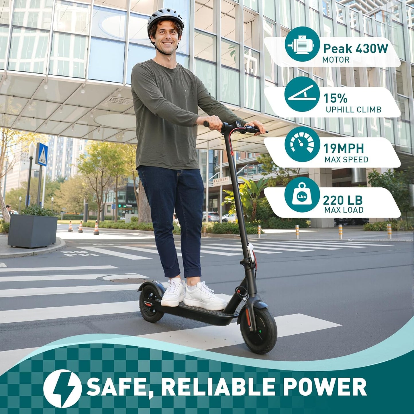 Dluxe Ave. CYBERGOING Electric Scooter for Adults 10" Shock Absorbing Tires Up to 17 Mile Range 350W Motor & 19 MPH Speed Portable Folding Commuting E Scooter with Dual Breaking System