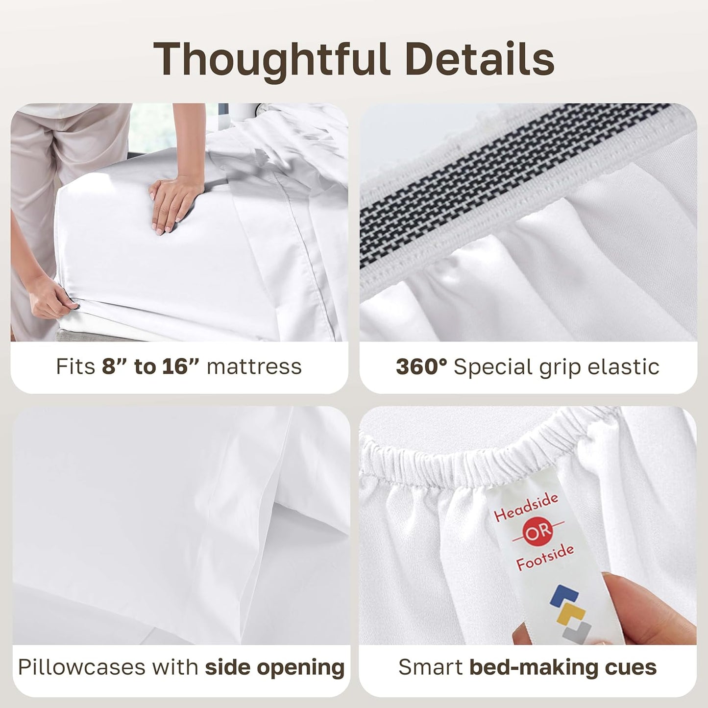 Dluxe Ave. ( CALI./ KING) 4 Pcs 1000 Thread Count Cotton Sheets Set, Winner Architectural Digest Best Sheet, Luxury 100%  Egyptian Cotton, White