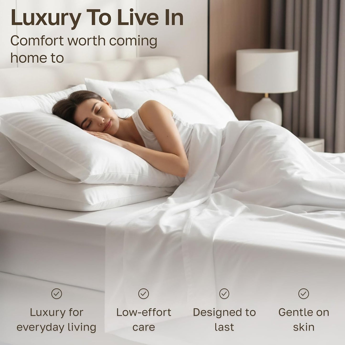 Dluxe Ave. ( CALI./ KING) 4 Pcs 1000 Thread Count Cotton Sheets Set, Winner Architectural Digest Best Sheet, Luxury 100%  Egyptian Cotton, White