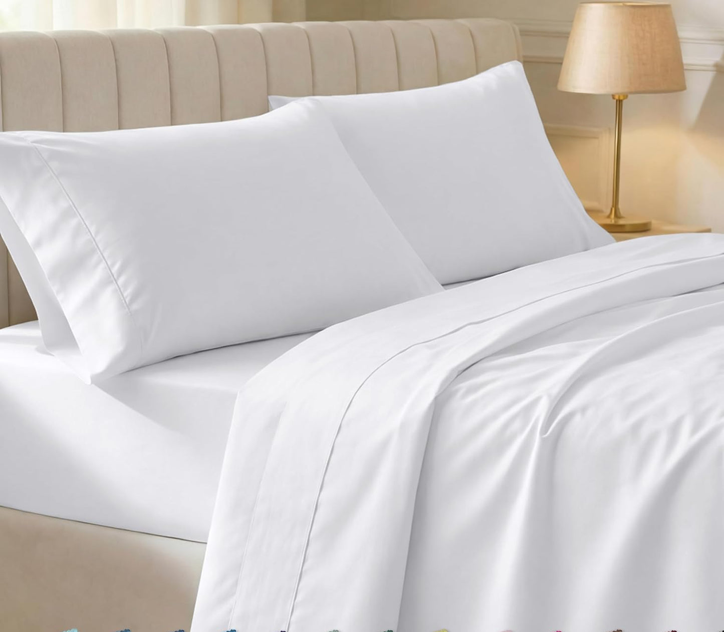 Dluxe Ave. ( CALI./ KING) 4 Pcs 1000 Thread Count Cotton Sheets Set, Winner Architectural Digest Best Sheet, Luxury 100%  Egyptian Cotton, White