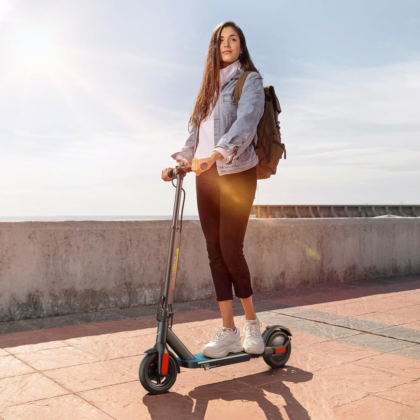 Dluxe Ave. Electric Scooter Adults 250W Motor Max 15.5 Miles & 15.5Mph Top Speed 6.5", Tires Portable Folding Electric Motorized Scooter with Braking System (Black)