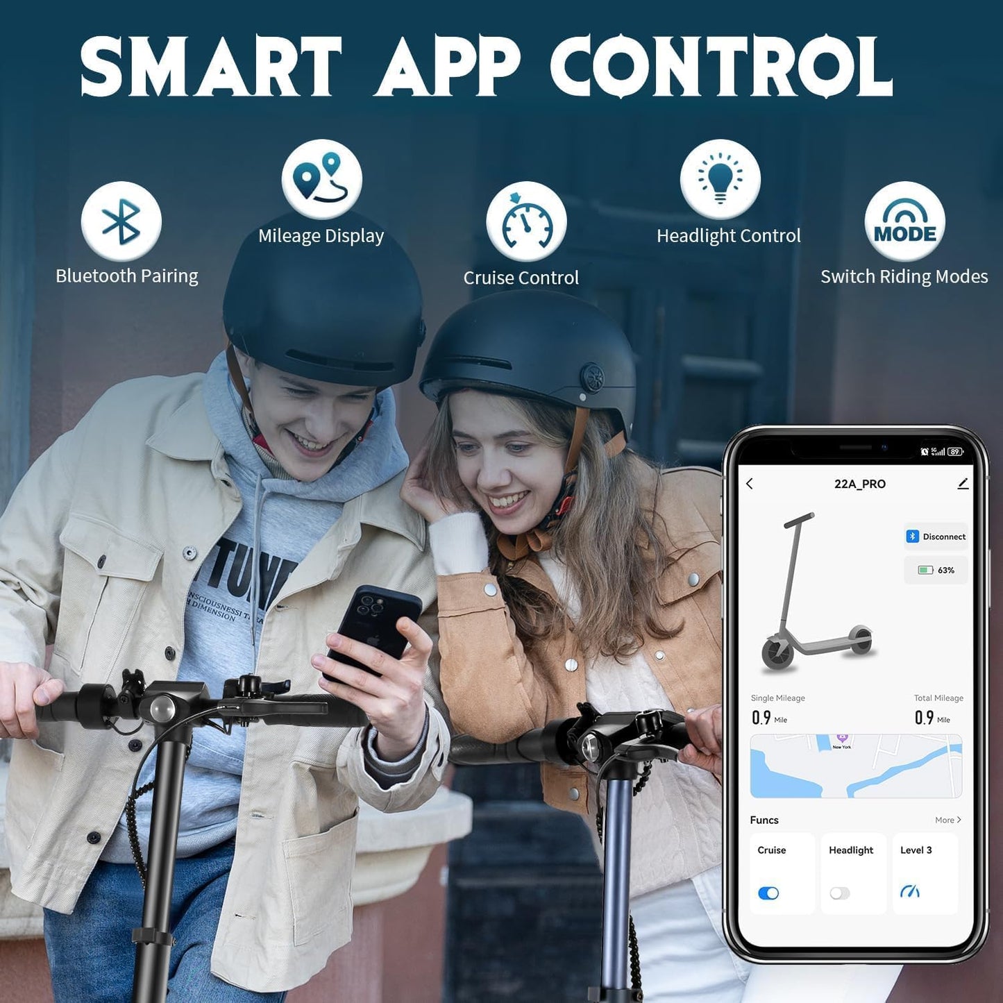 Dluxe Ave. Electric Scooter Adults E Scooter for Adults Foldable Fast Electric Scooter for Adults & Teens 250W Motor 15.5 Miles Range & 15.5 Mph 6.5" Solid Tires (Blue)