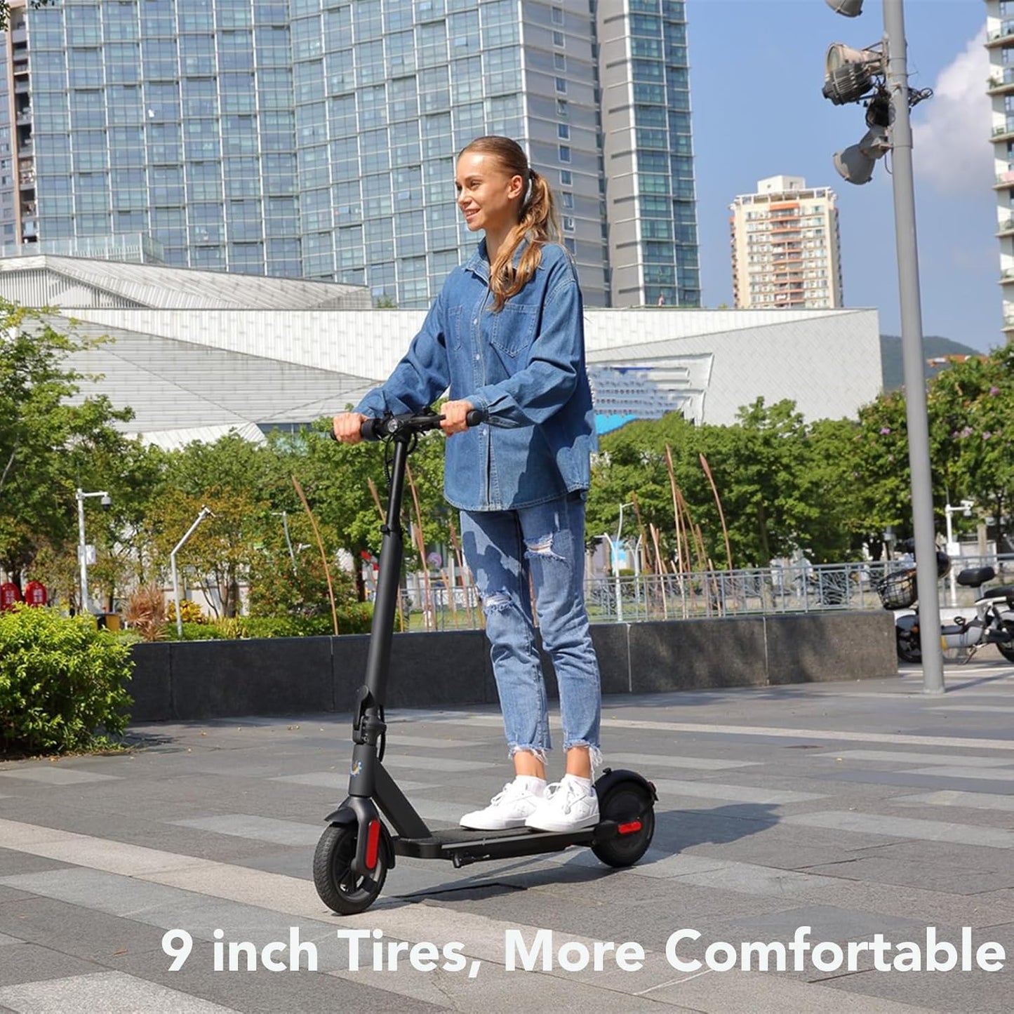 Dluxe Ave. Electric Scooter Adults E Scooter for Adults Foldable Fast Electric Scooter for Adults & Teens 250W Motor 15.5 Miles Range & 15.5 Mph 6.5" Solid Tires (Blue)