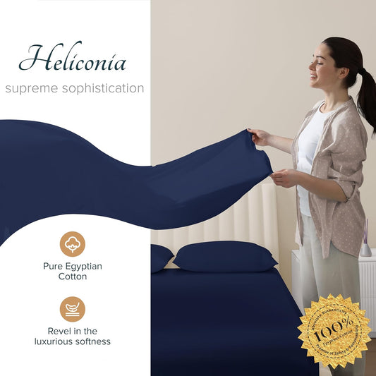 Dluxe Ave. ( CALI./ KING) 4 Pcs 100% Egyptian Cotton Sheets/ 1200 Thread Count/ Navy Blue