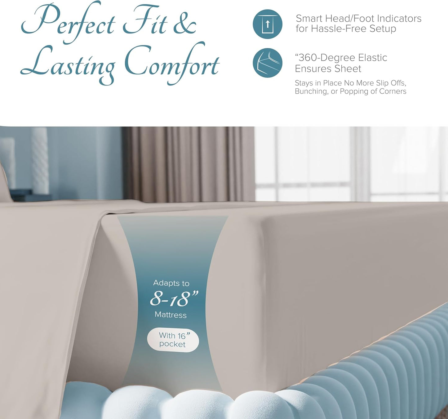 Dluxe Ave. ( TWIN ) Luxury Egyptian Cotton, 3 Pcs Sheet Set, 600 Thread Count, Taupe