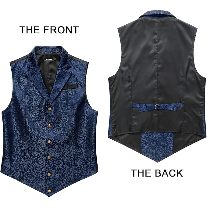 Dluxe Ave. (X-LARGE)  Mens Vest Suit Vest for Mens Vests Dress Tuxedo Formal/ Blue