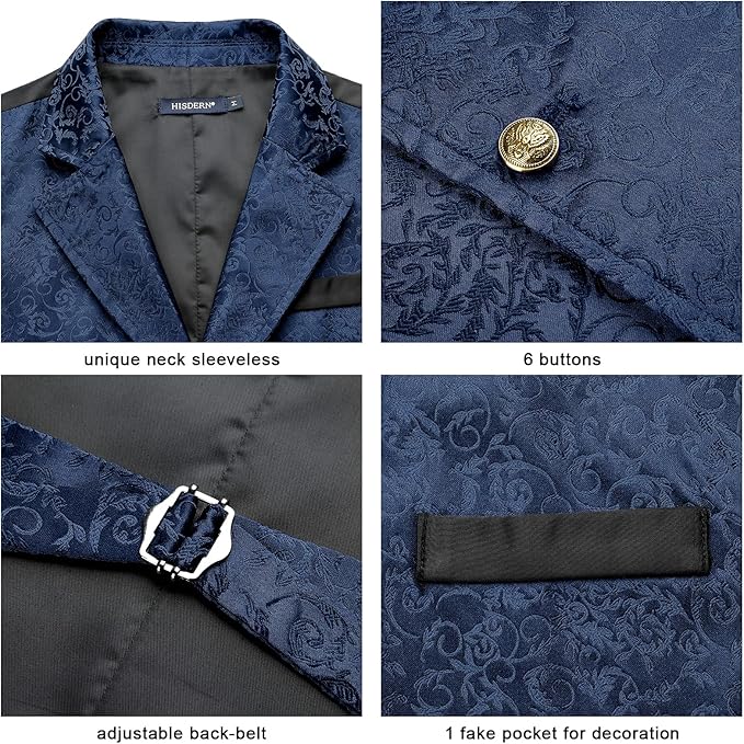 Dluxe Ave. (X-LARGE)  Mens Vest Suit Vest for Mens Vests Dress Tuxedo Formal/ Blue