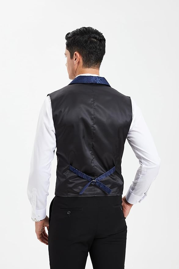 Dluxe Ave. (X-LARGE)  Mens Vest Suit Vest for Mens Vests Dress Tuxedo Formal/ Blue