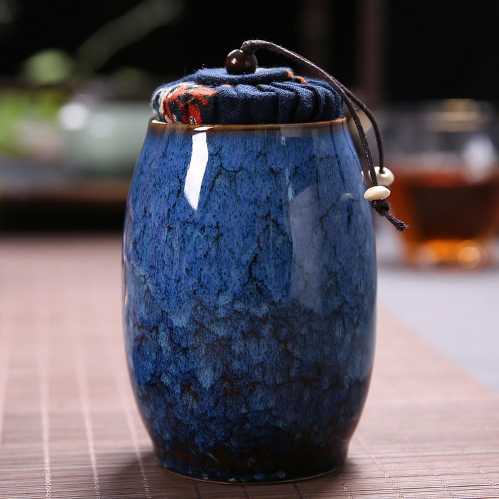 Dluxe Ave. Ceramic Sealed Tea Canister with Reactive Glaze