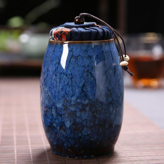 Dluxe Ave. Ceramic Sealed Tea Canister with Reactive Glaze
