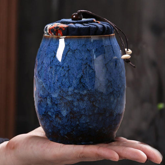 Dluxe Ave. Ceramic Sealed Tea Canister with Reactive Glaze