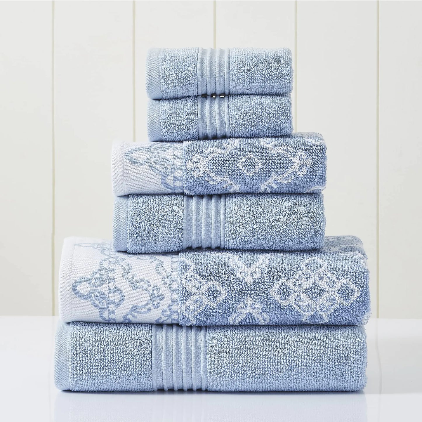 Dluxe Ave. Jacquard Solid Towel Set 6 Piece (Charlize Blue)