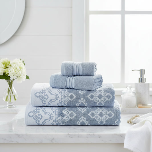 Dluxe Ave. Jacquard Solid Towel Set 6 Piece (Charlize Blue)