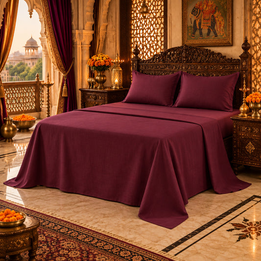 Dluxe Ave. (TWIN) 3 Pcs Satin Sheets/ Luxurious Silky Soft/ Burgundy