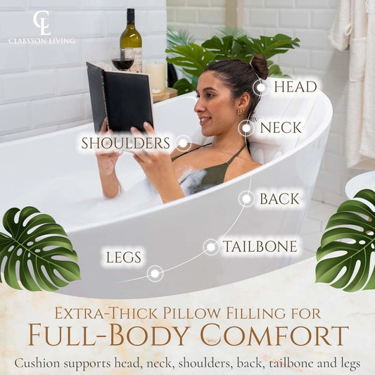 Dluxe Ave. Full-Body Bath Pillow Cushion with Headrest (White)