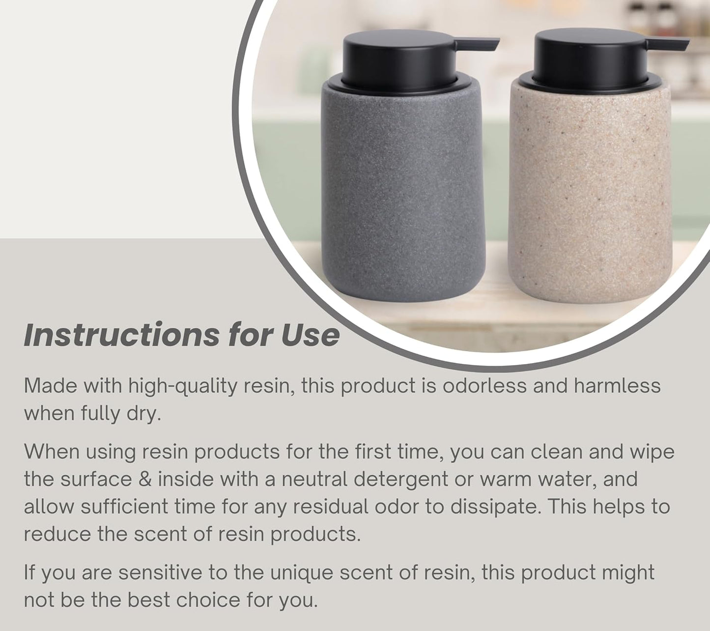 Dluxe Ave. 10 oz Resin Hand Soap Dispenser with Easy-to-Press Pump and Waterproof Labels (Gray)
