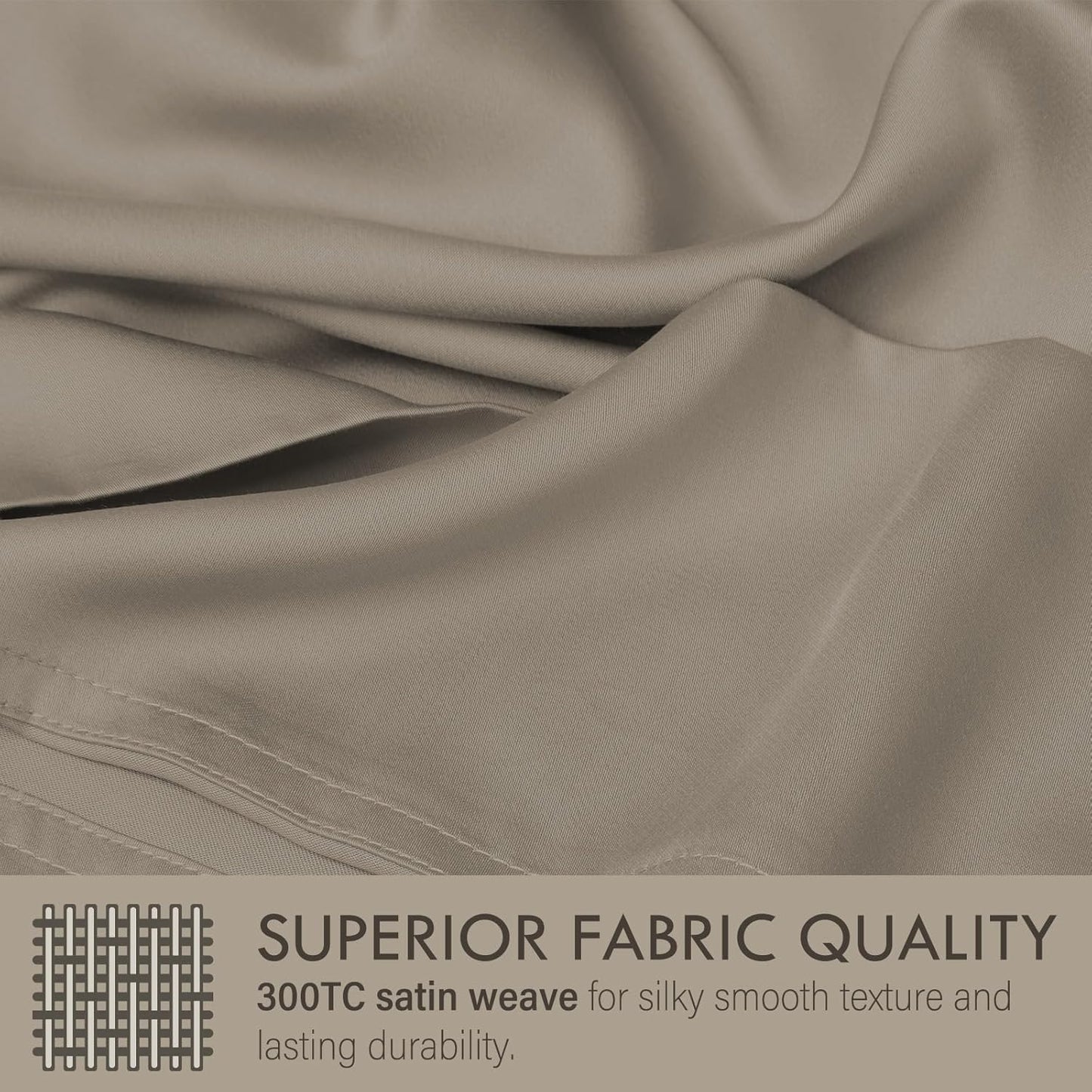 Dluxe Ave. ( TWIN ) 3 Pcs Bed Sheet Set, 100% Rayon derived from Bamboo, Luxuriously Soft, 16" Deep Pockets,  Taupe