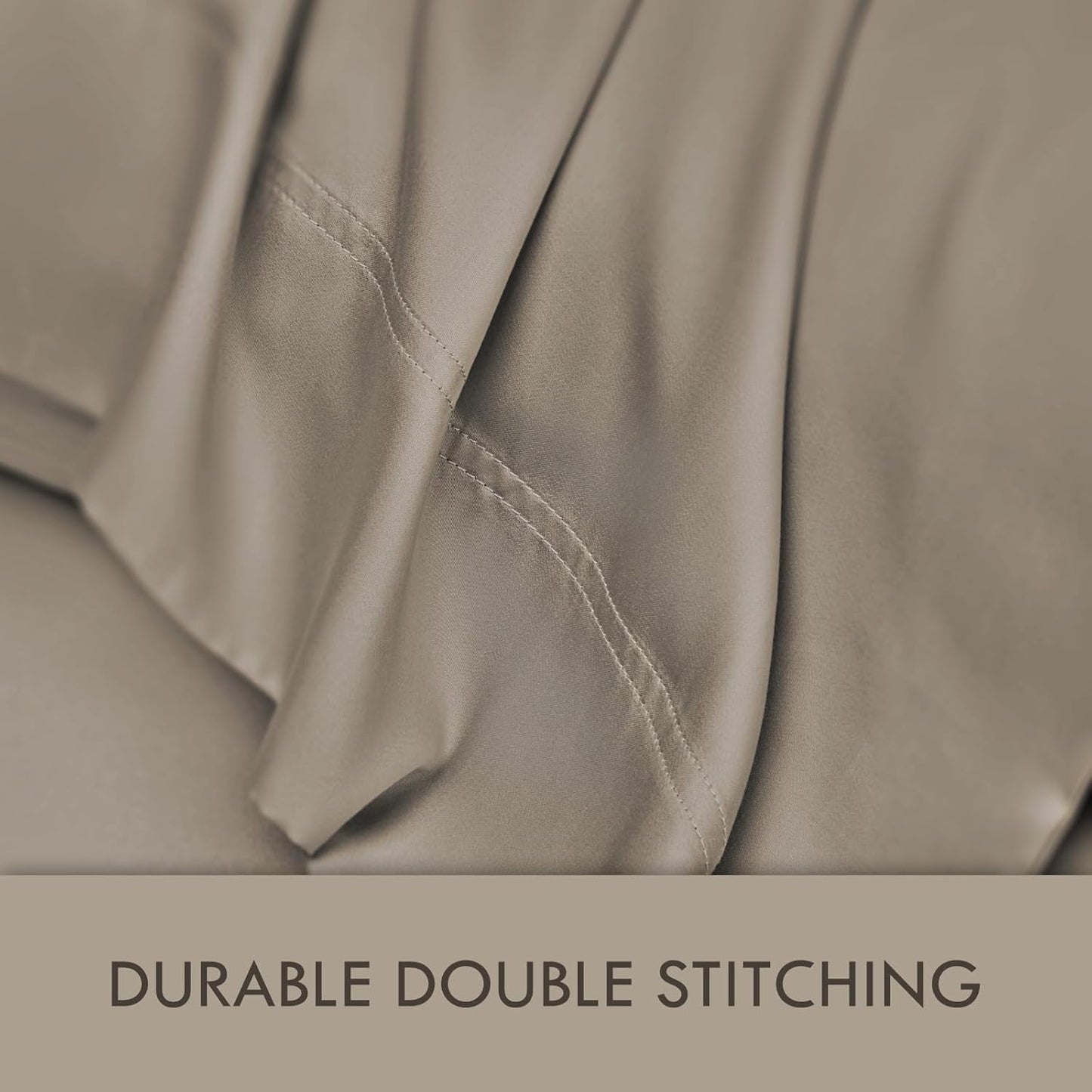 Dluxe Ave. ( TWIN ) 3 Pcs Bed Sheet Set, 100% Rayon derived from Bamboo, Luxuriously Soft, 16" Deep Pockets,  Taupe