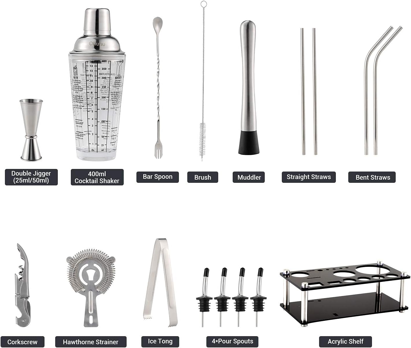 Dluxe. Ave. Cocktail Stainless Steel Ice Acrylic Set