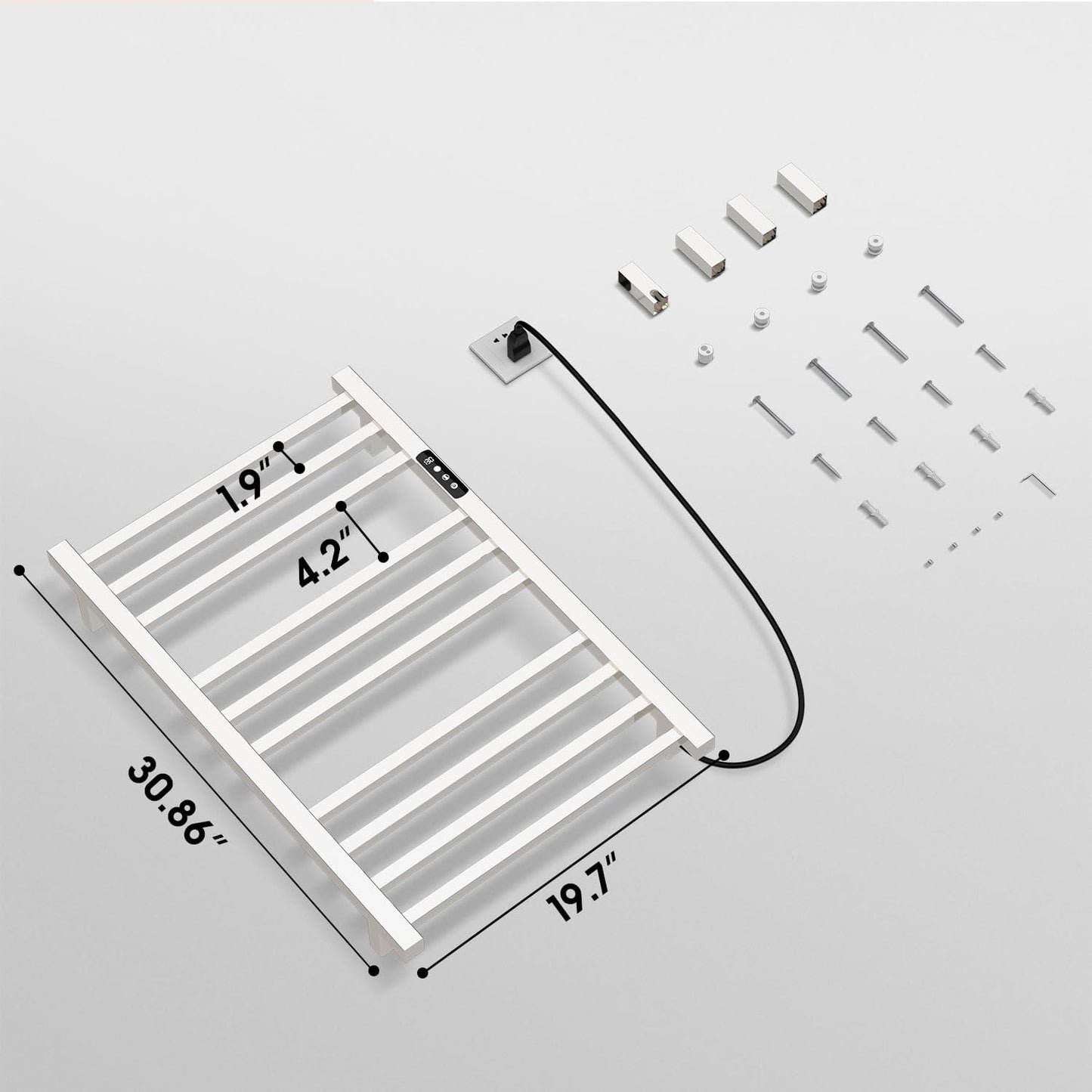 Dluxe Ave. Colliford Towel Warmer304 Stainless Steel Compact Towel Warmer Rack for Bathroom -10 Bars Wall Mounted Towel Heater with Intelligent Touch Screen Timer Hard Wired/Plug-in (Compact Design)