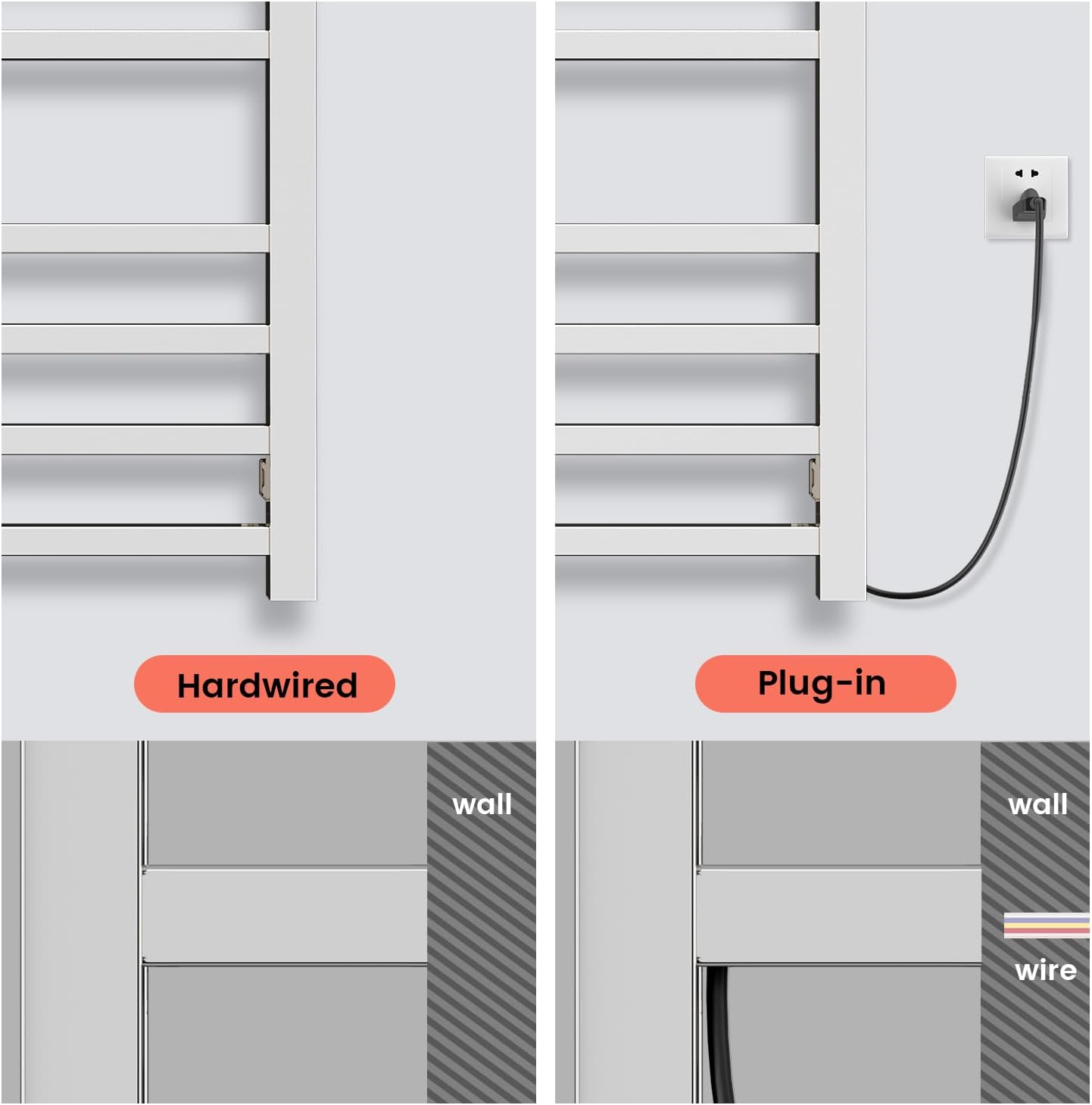 Dluxe Ave. Colliford Towel Warmer304 Stainless Steel Compact Towel Warmer Rack for Bathroom -10 Bars Wall Mounted Towel Heater with Intelligent Touch Screen Timer Hard Wired/Plug-in (Compact Design)