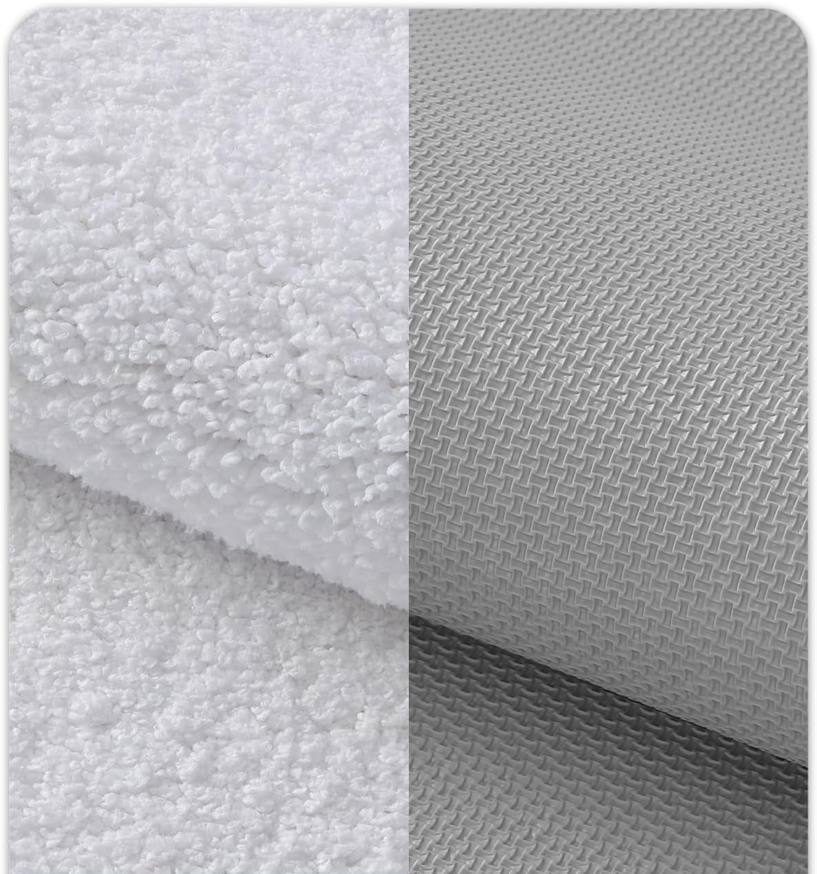 Dluxe Ave. Soft Bathroom Runner for Bathtub/ Non Slip Large Absorbent ( White) 3'6" x 2' (Rectangular)