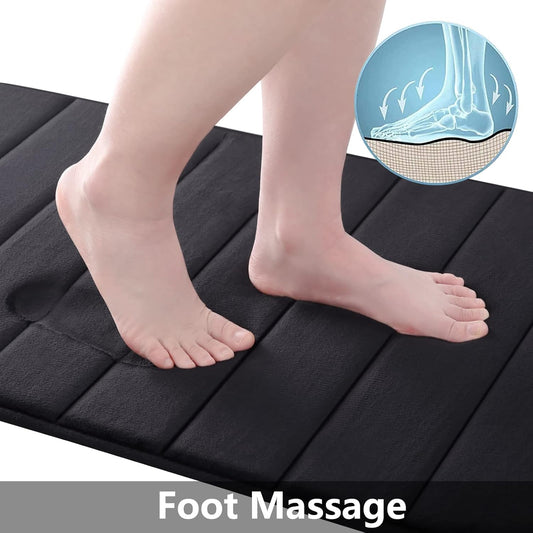Dluxe Ave. Memory Foam Bath Mat/ Ultra Soft and Absorbent/ Non-Slip/ Machine Wash 47x17 (Black)