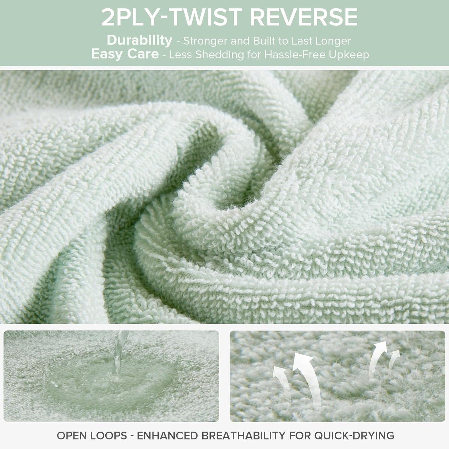 Dluxe Ave. 12 Piece Luxury Bath Towel Set/ 100% Cotton (Green)