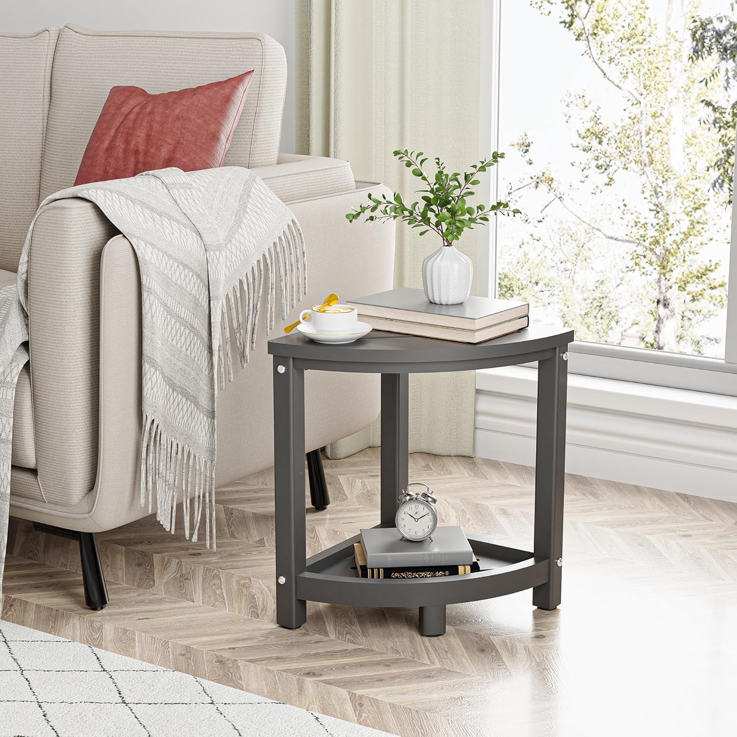Dluxe Ave. Corner Shower Stool for Inside Shower HDPE Waterproof Shower Bench Seat Sturdy  Storage Shelf Grey