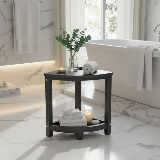 Dluxe Ave. Corner  Waterproof Shower Bench/ Seat Sturdy Storage Shelf/ Grey