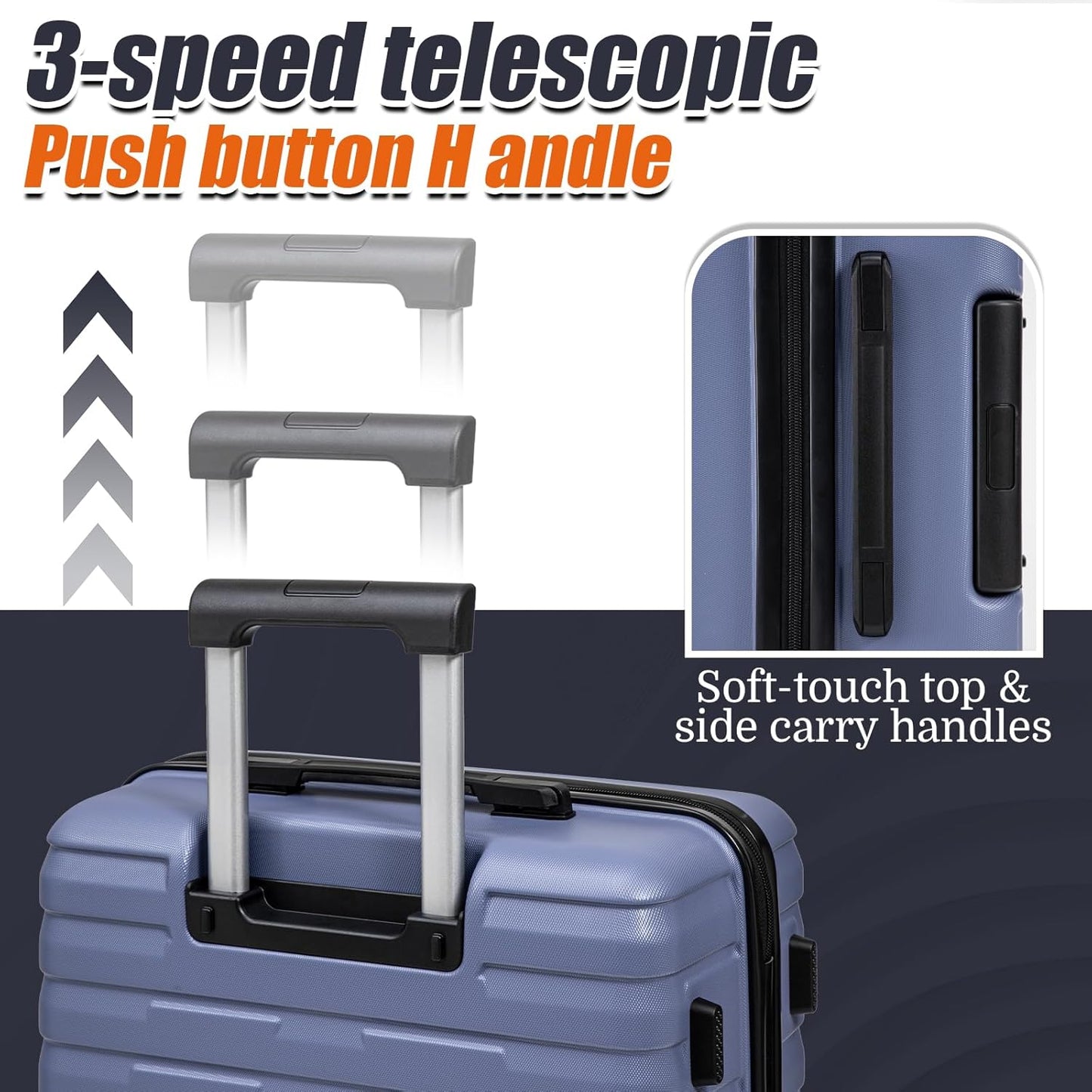 Dluxe Ave. Luggage Sets 4 Pcs/ Spinning Wheels/ PP Hard Case/ TSA Lock/ SlateBlue