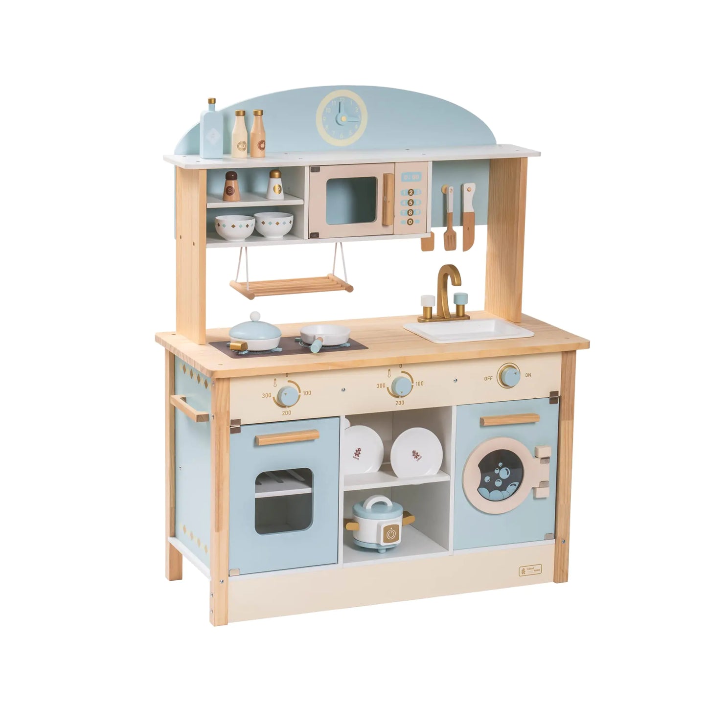 Dluxe Ave. ROBUD Wooden Play Kitchen Set for Kids Toddlers Toy Kitchen Gift for Boys Girls Age 3+