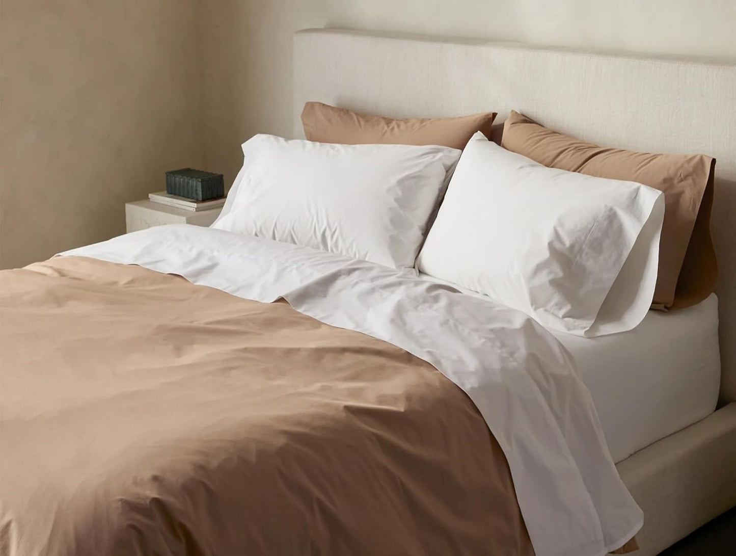 Dluxe Ave. ( FULL) 4 Pcs Coyuchi Organic Crinkled Percale Sheet Set, Undyed (Full)